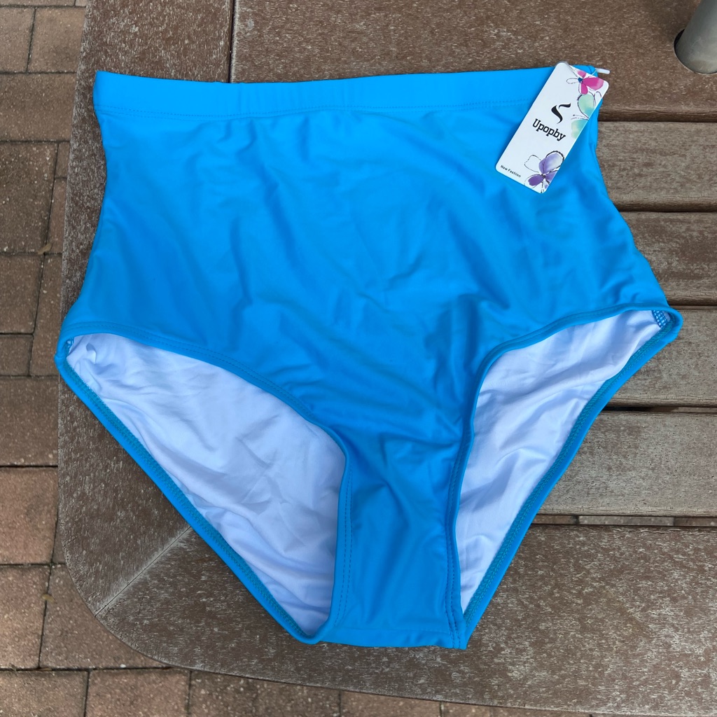 High Waisted Swimsuit Bikini Bottoms Tummy Control Xl Blue